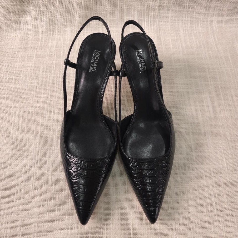 MICHAEL Michael Kors Alora Snake Embossed Leather Slingback Pump - Size 7.5